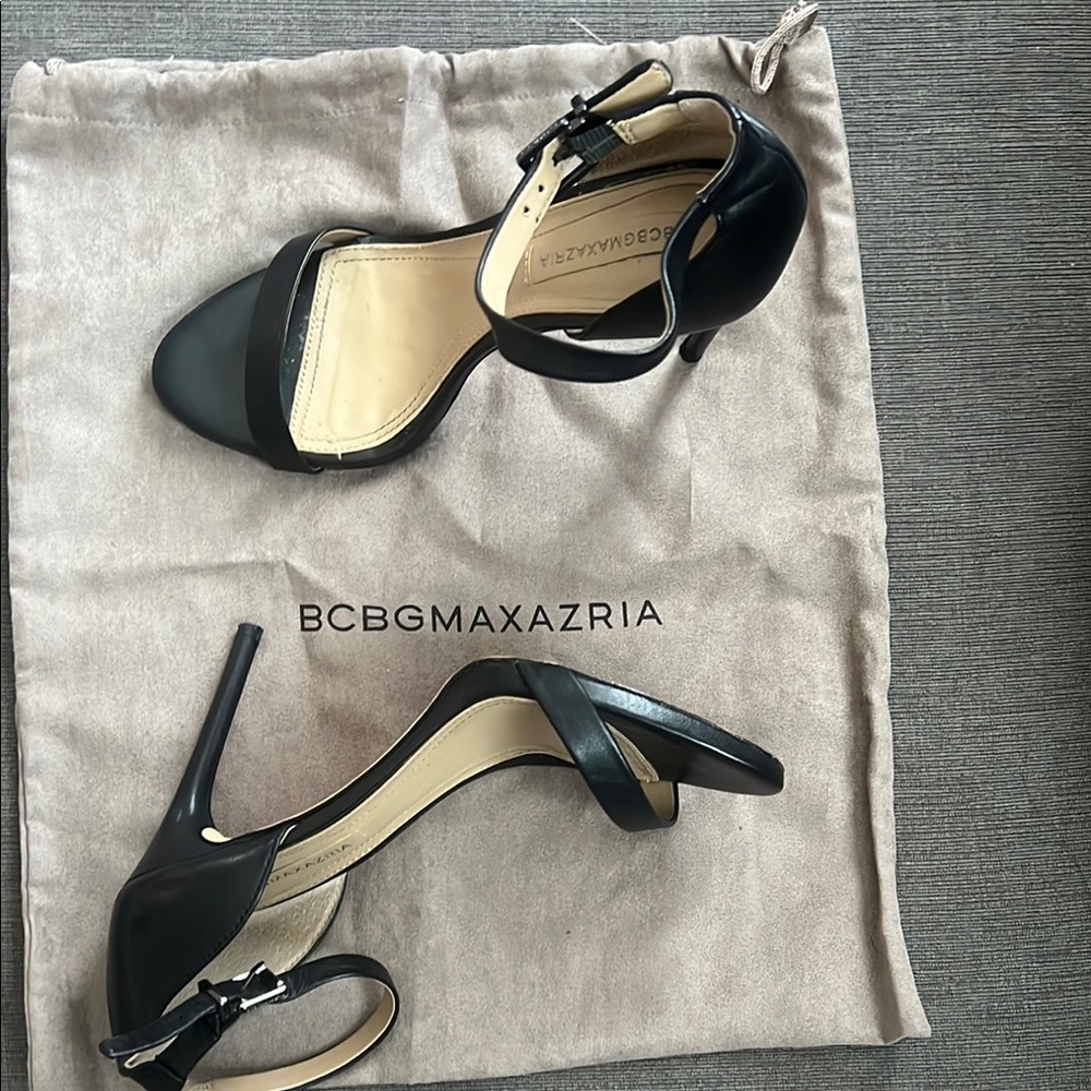 BCBGMaxAzria Black Stiletto Heels with Ankle Strap